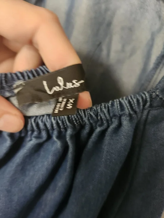 Lulus 'Laylie' Medium Wash Denum Lace Up Dress XS - Picture 9 of 12